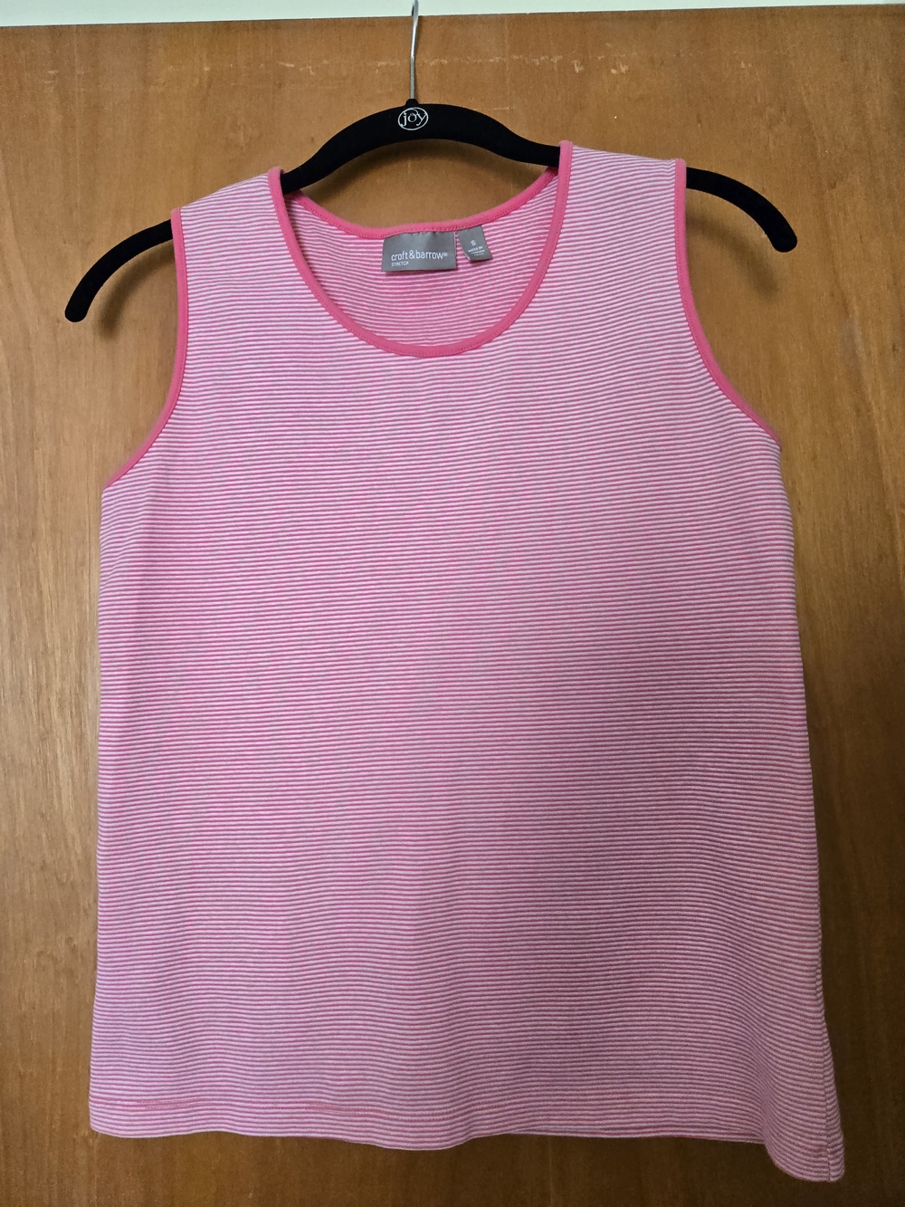 Croft & Barrow Pink & White Striped Misses Tank Top